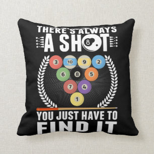Funny Billiard Joke Cue Snooker Pool Player Throw Pillow