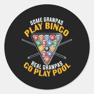 Funny Billiard Pool Grandpa Professional Billiard Classic Round Sticker