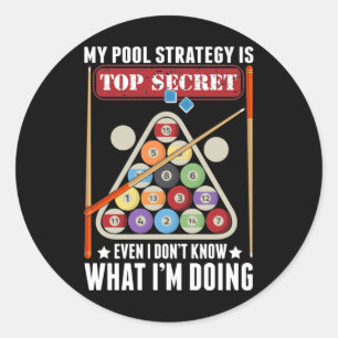 Funny Billiard Strategy Cue Snooker Pool Player Classic Round Sticker