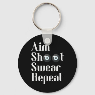 Funny Billiards 8-ball Pool Player Aim Shoot Swear Keychain