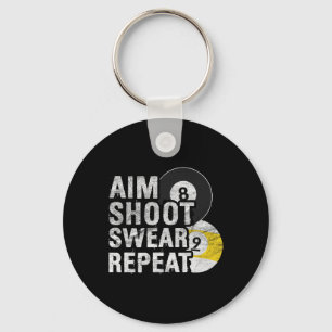 Funny Billiards Aim Shoot Swear  Keychain