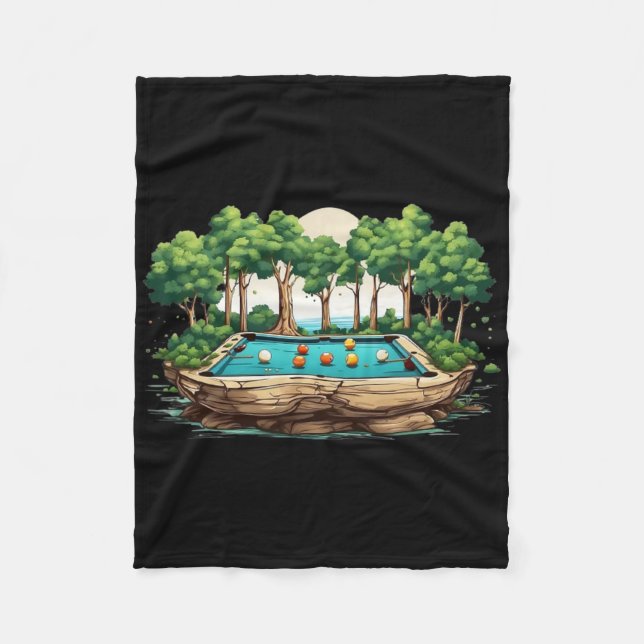Funny Billiards Art Billiards Playing Pool Players Fleece Blanket (Front)