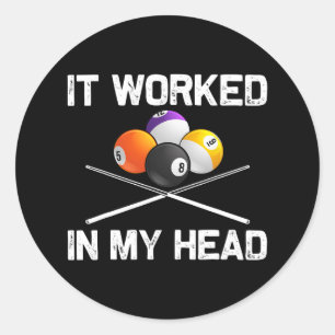 Funny Billiards Art For Men Women Billiard Lover P Classic Round Sticker