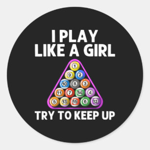 Funny Billiards Art For Women Girls Mom 8 Ball Poo Classic Round Sticker