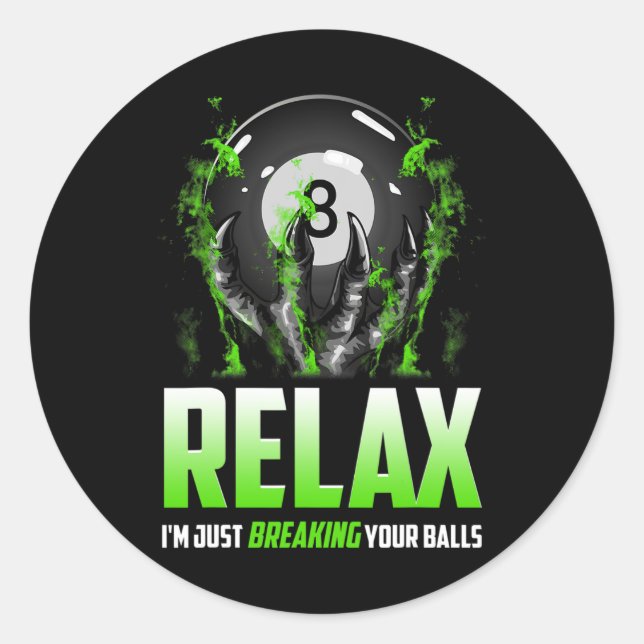 Funny Billiards Design 8 Ll Snooker Pool Cue Stick Classic Round Sticker (Front)