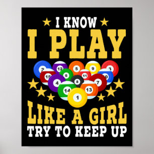 Funny Billiards Design For Girl Women Billiards Po Poster