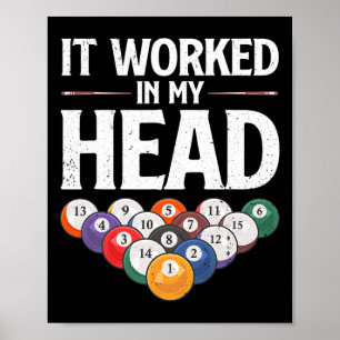 Funny Billiards Design For Men Women Cue Sport Poo Poster