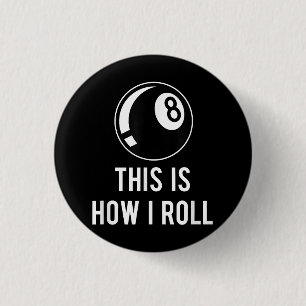 Funny Billiards Design For Pool Players Retro 8 Ba 1 Inch Round Button