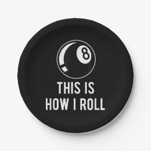 Funny Billiards Design For Pool Players Retro 8 Ba Paper Plate