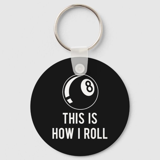 Funny Billiards Design For Pool Players Retro 8 Ll Keychain (Front)