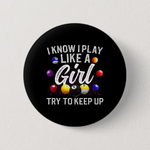 Funny Billiards Design For Women Girls Pool Billia 2 Inch Round Button