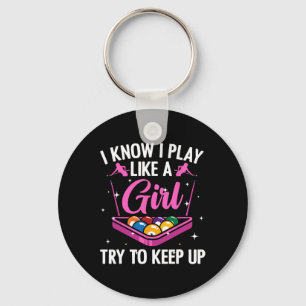 Funny Billiards Design For Women Ladies Girls Pool Keychain