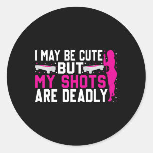 Funny Billiards Design For Women Pool Player Ladie Classic Round Sticker