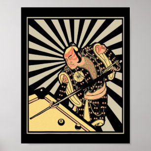 Funny Billiards Gift For 8-ll Pool Player Samurai  Poster