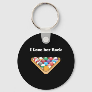 Funny Billiards Matching Couples Gifts - I Love He Keychain