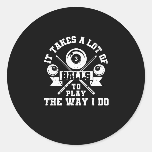 Funny billiards player billiards 8-ball classic round sticker (Front)