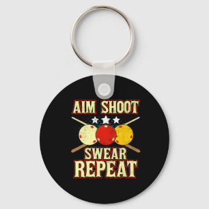 Funny Billiards Player Routine Aim Shoot Swear Rep Keychain