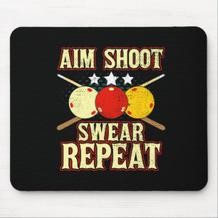 Funny Billiards Player Routine Aim Shoot Swear Rep Mouse Pad