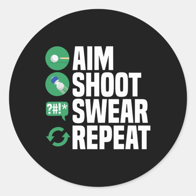 Funny Billiards Pool  Classic Round Sticker (Front)