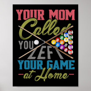 Funny Billiards Pool Cue Shirt Funny Pool Billiard Poster