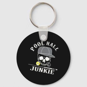 Funny Billiards Pool Hall Junkie For Pool Players  Keychain