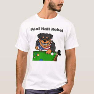Funny Billiards Pool Hall Rebel Rottweiler T-Shirt