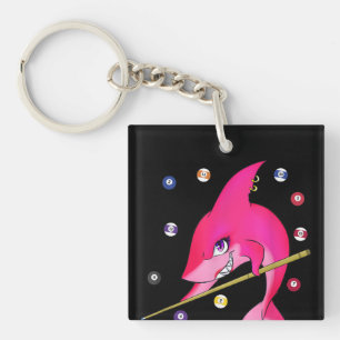 Funny Billiards Pool Shark Female Keychain