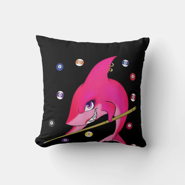 Funny Billiards Pool Shark Female Throw Pillow (Front)