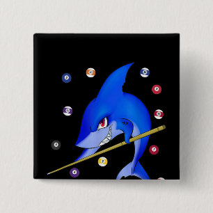 Funny Billiards Pool Shark Male 2 Inch Square Button