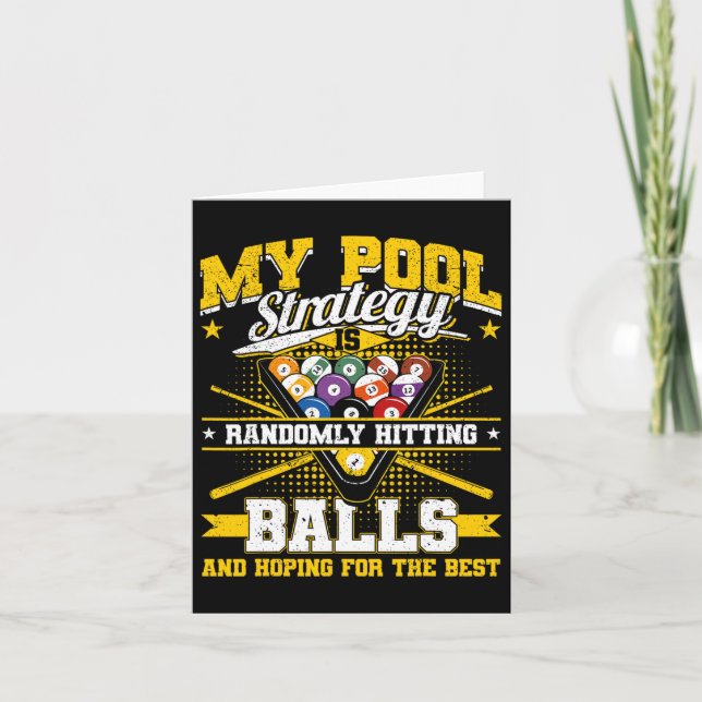 Funny Billiards Pool Strategy Randomly Hitting Men Card (Front)
