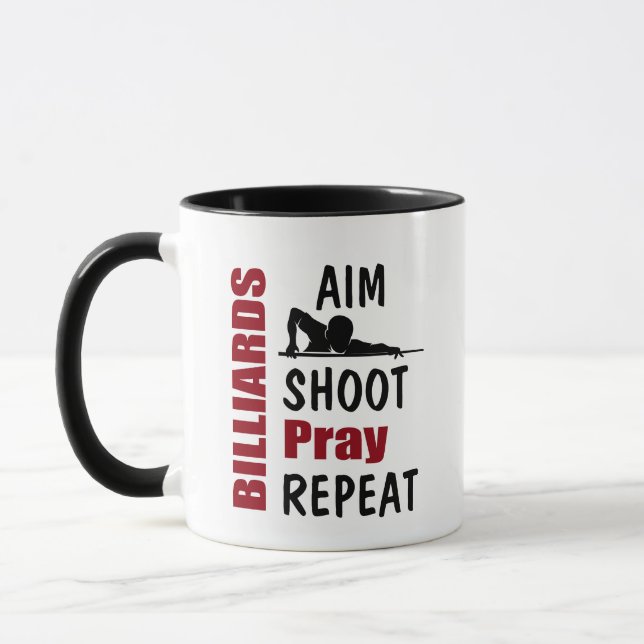Funny Billiards Pool Table Aiming Joke Mug (Left)