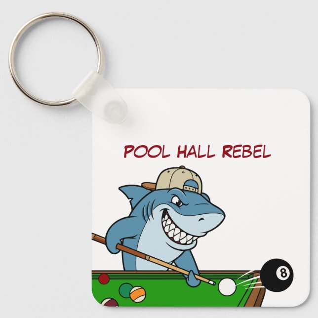 Funny Billiards Shark Pool Hall Rebel Keychains (Front)