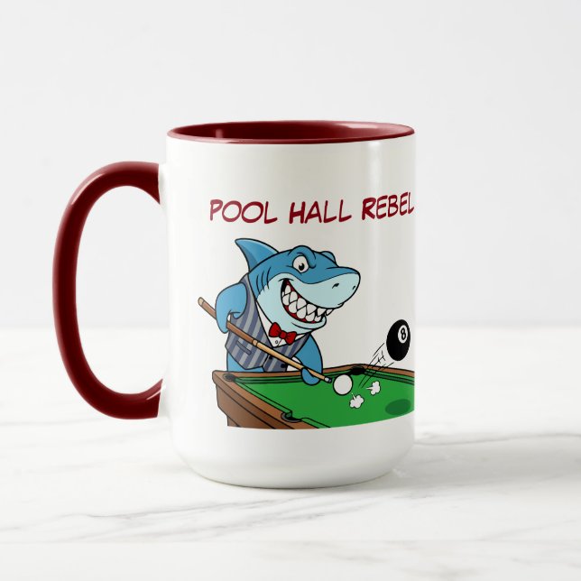 Funny Billiards Shark Rebel Jumbo Coffee Mugs (Left)