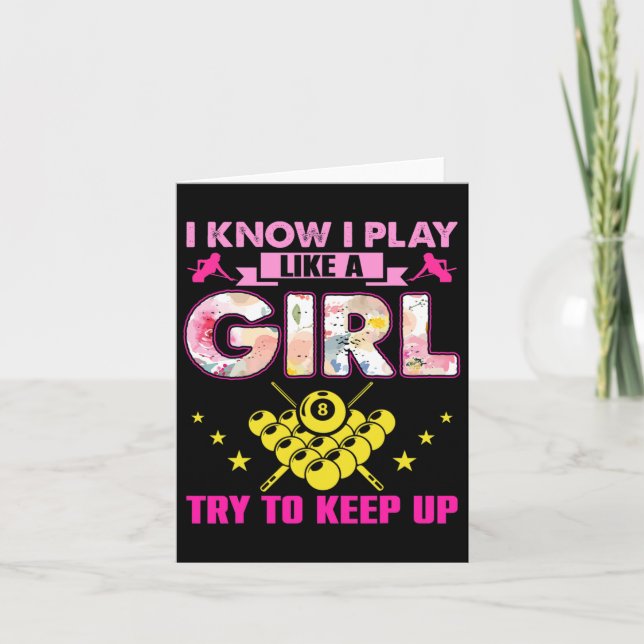 Funny Billiards Shirt For Women Girls Pool Billiar Card (Front)