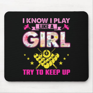 Funny Billiards Shirt For Women Girls Pool Billiar Mouse Pad