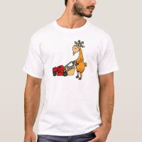 Funny Billy Goat Pushing Lawn Mower Cartoon