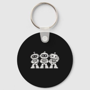 Funny binary robots 01 10 11 cute coding robot keychain