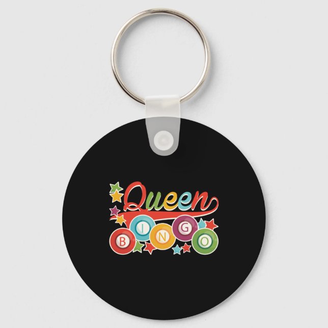 Funny Bingo Girl Bingo Balls Queen Keychain (Front)
