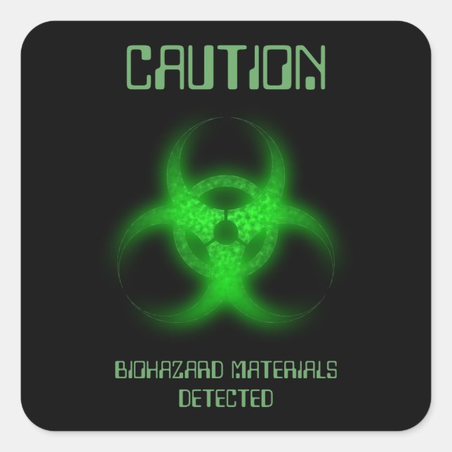 Funny Biohazard Toxic Warning Square Sticker (Front)