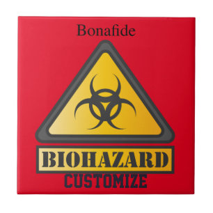 Funny Biohazard Warning  Sign Thunder_Cove Tile