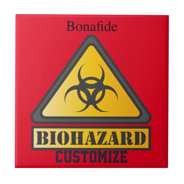 Funny Biohazard Warning  Sign Thunder_Cove Tile (Front)