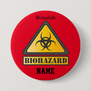 Funny Biohazard Warning SignThunder_Cove 3 Inch Round Button