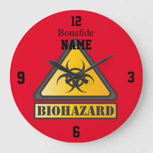 Funny Biohazard Warning SignThunder_Cove Large Clock