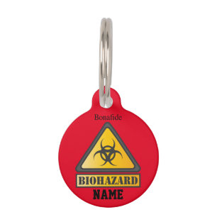 Funny Biohazard Warning SignThunder_Cove Pet Tag