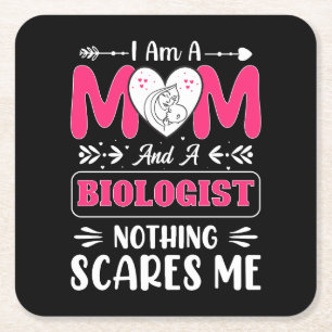 Funny Biologist Mom, Biologist Mom Funny Square Paper Coaster