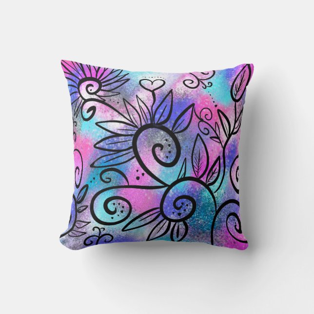 Funny bird art throw pillow (Front)