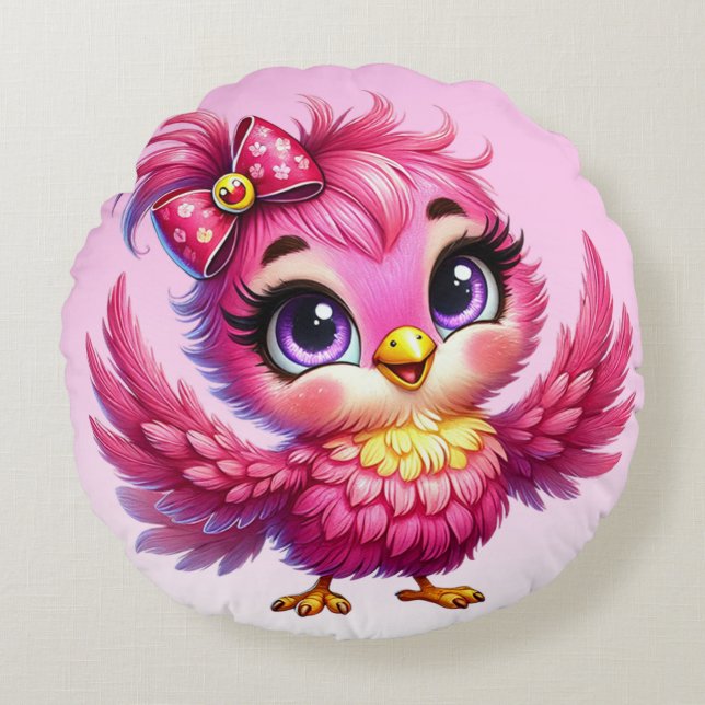 Funny Bird Cartoon Sublimation-56342 Round Pillow (Front)