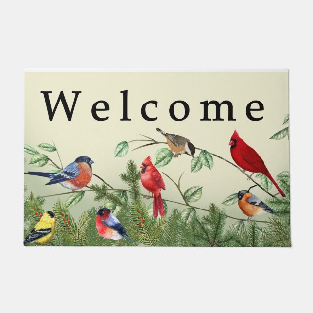 Funny Bird Doormat, Bird Lover Mat, Colourful Bird Doormat (Front)