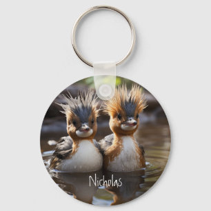 Funny Bird Ducks Friends Forever Customize Name Keychain