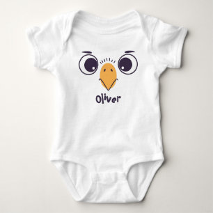 Funny Bird Face with Large Eyes Baby Bodysuit